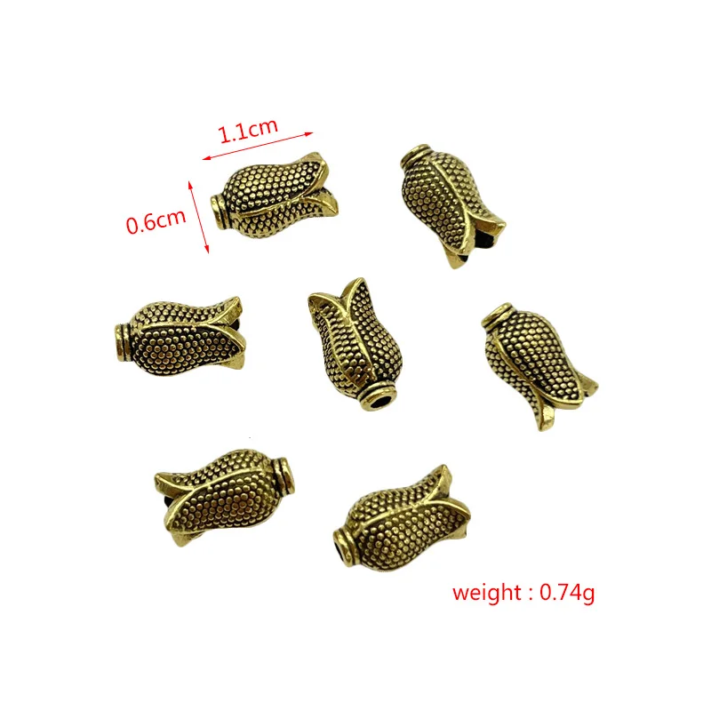 30pcs Imitation Tibetan Silver Bronze Smooth Pocked Tulip Spacer Bead DIY Bracelet Necklace Jewelry Connector Accessories