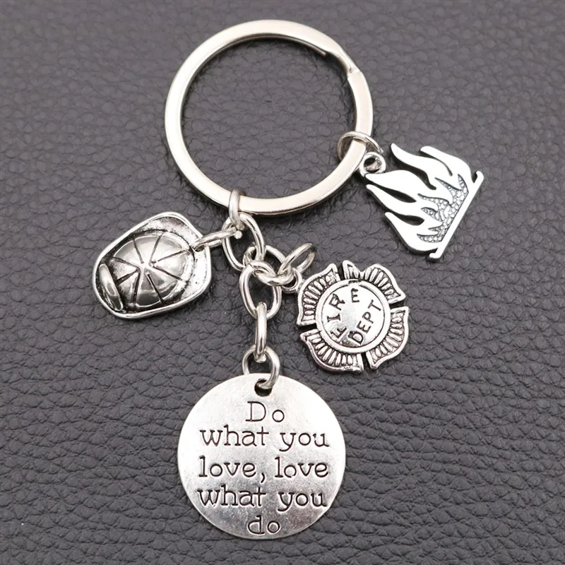 Fireman Charm, Police Charm, Doctor Charm, Teacher Charm, Sailor & Chef Charm - Do What You Love, Love What You Do Tag Keychain