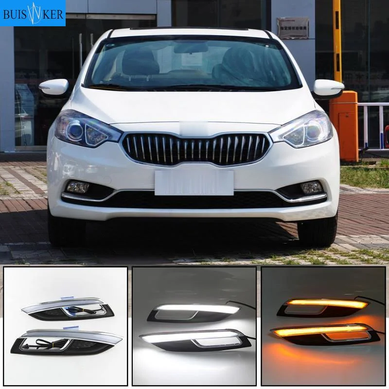 

2Pcs LED Daytime Running Light For Kia K3 Cerato 2013 2014 2015 2016 Turn Signal Relay 12V Car DRL Fog Lamp Decoration