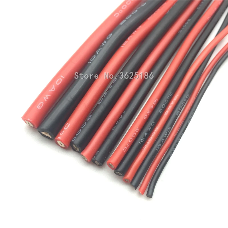 1m 8AWG 10AWG  12AWG Flexible Silicone Solid electronic wire Tinned Copper line for airplane motor ESC