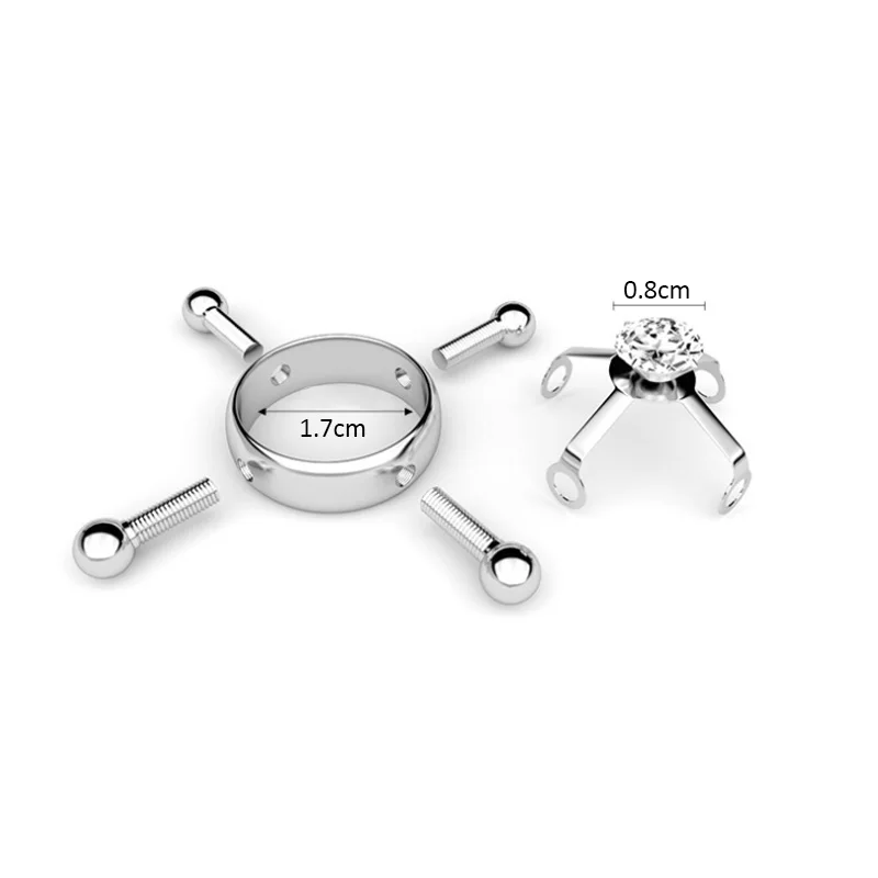 1PC Round Non Piercing Nipple Ring Stainless Steel Inlaid Zircon Fake Nipple Piercing Jewelry Screw Nipple Clamps