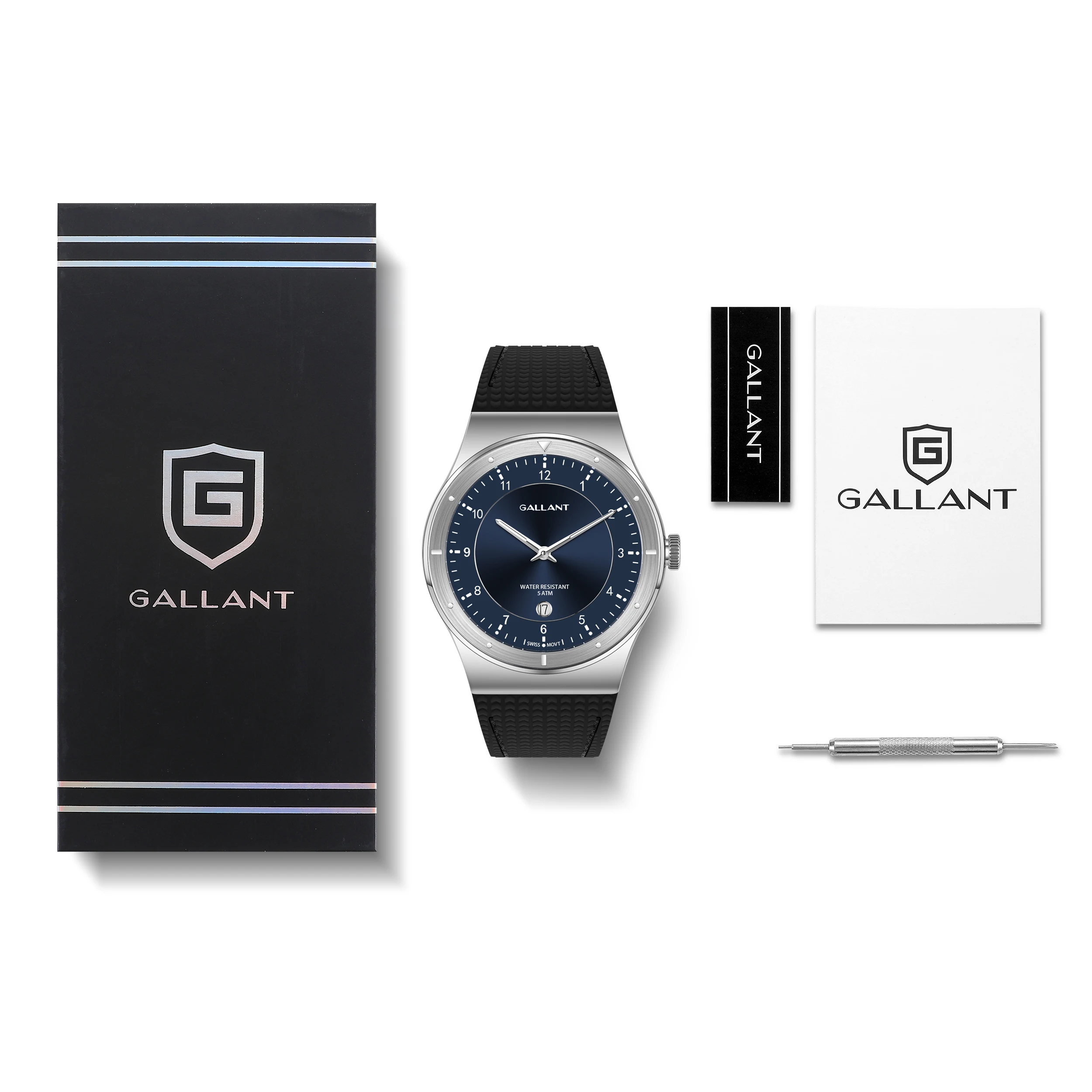 GALLANT Men\'s Watch Elegant Swiss Quartz Watches Stainless Steel Wristwatch for Men Luxury 5ATM Silicone Strap Reloj Hombre 40mm