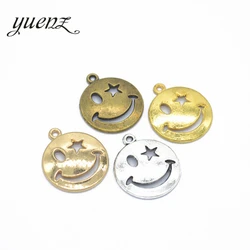 15 pz 22*19mm color oro viso sorridente fascini in lega pendente misura collana braccialetto pendenti fai da te per gioielli che fanno I120