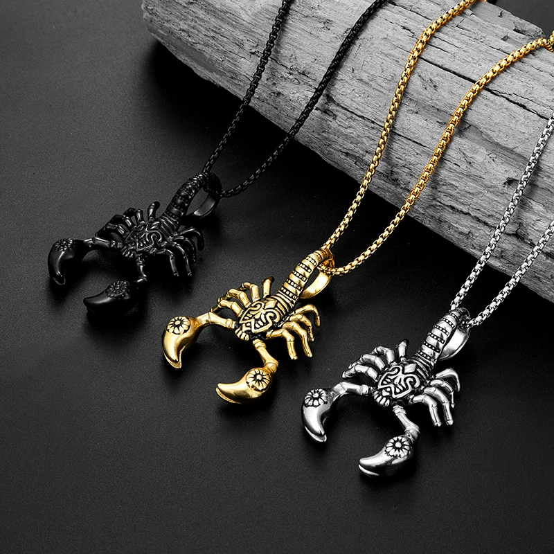 

Trend Men Tribal Scorpion King Pendant Necklace Stainless Steel Women's Punk Rock insect Necklace boy Punk Pendant Jewelry Gift