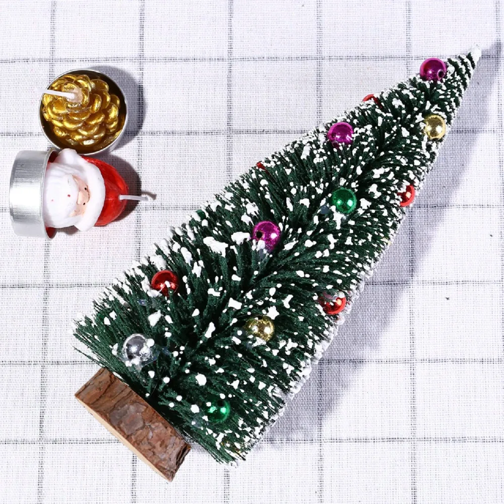 Small Sisal Fiber Mini Christmas Tree New Year Snow Frost Small Tree Diy Craft Desktop Decoration Christmas Ornaments L5