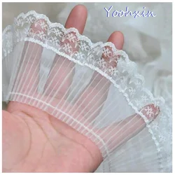 7CM Wide HOT Embroidery White 3D Flower Lace Tabric Trim Ribbon DIY Sewing Applique Collar Fringe Craft Wedding Dress Accessory