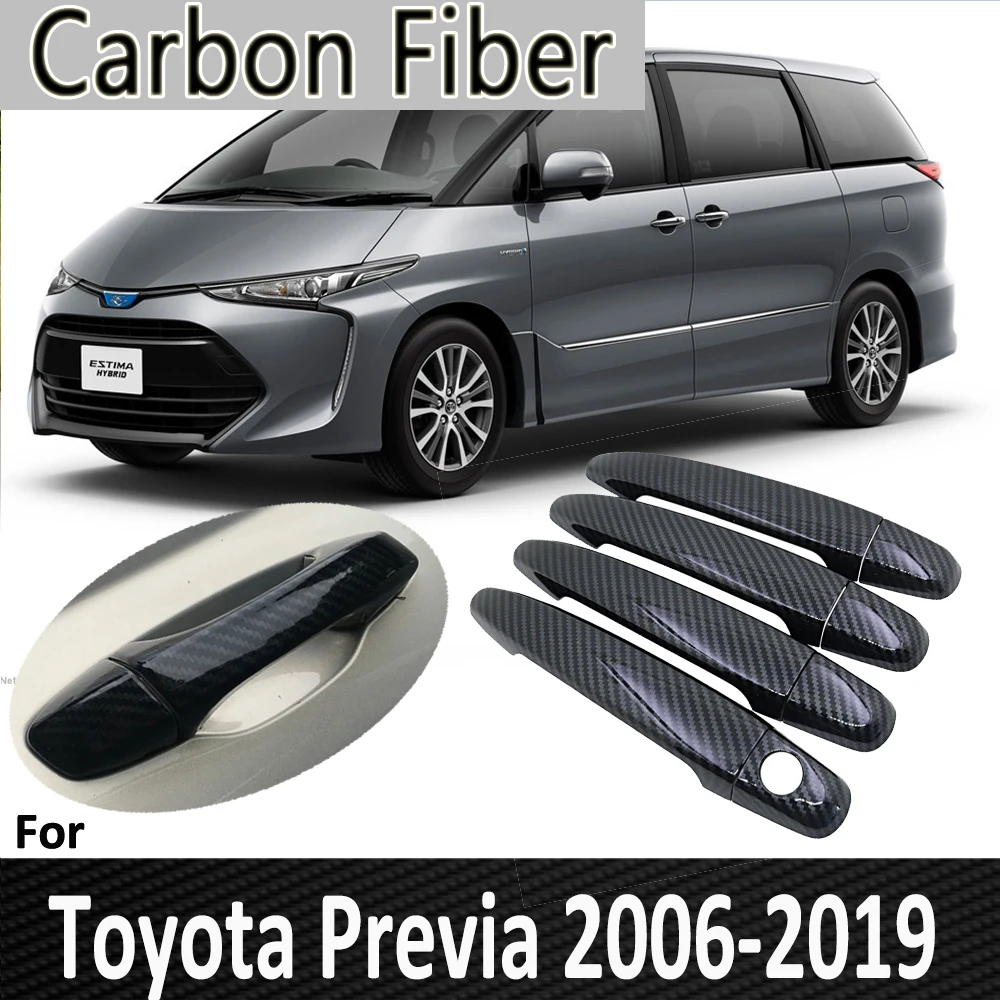 

Black Carbon Fiber for Toyota Previa Tarago Estima Aeras XR50 2006~2019 2015 2016 2017 2018 Door Handle Cover Car Accessories
