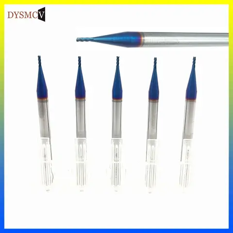 1mm HRC65 엔드밀 4 플루트 D1 * 3 * D4 * 50L 4T 솔리드 카바이드 팻 엔드 밀 스트레이트 슬림 생크, nACo-블루 코팅 밀링 커터