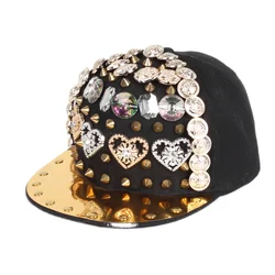 Hot sale European and American Punk Style custom men's recycled heart material fashion metal brim rebound hats