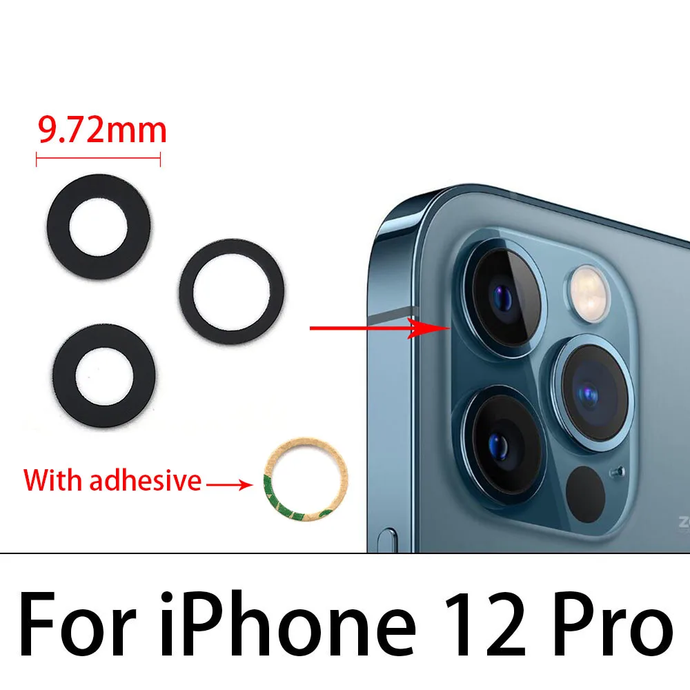 Tylny szklany obiektyw aparatu z taśmą zamienną do Iphone 11 12 Pro Max Mini X XR XS 8 7 6 6S Plus