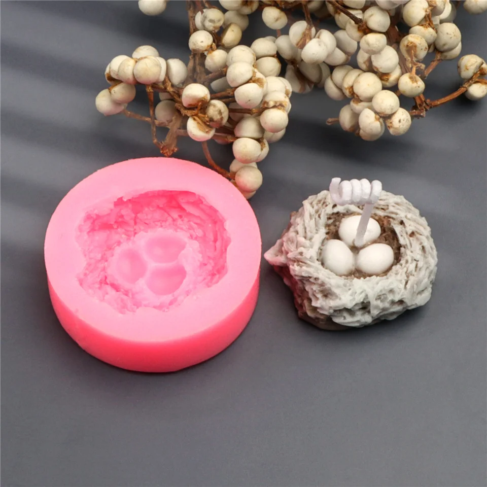 The Second Generation Bird's Nest Silicon Candle Mold Home 3 Eggs Scented Ornaments Aroma Branch Plaster 3D Stereo DIY Handmade