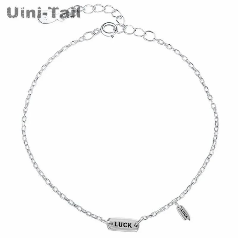 Uini-Staart Nieuwe Aanbieding 925 Tibetaans Zilveren Engels Luck Lucky Armband Eenvoudige Mode Zoete Exclusieve Ontwerp Hoge Kwaliteit ED505