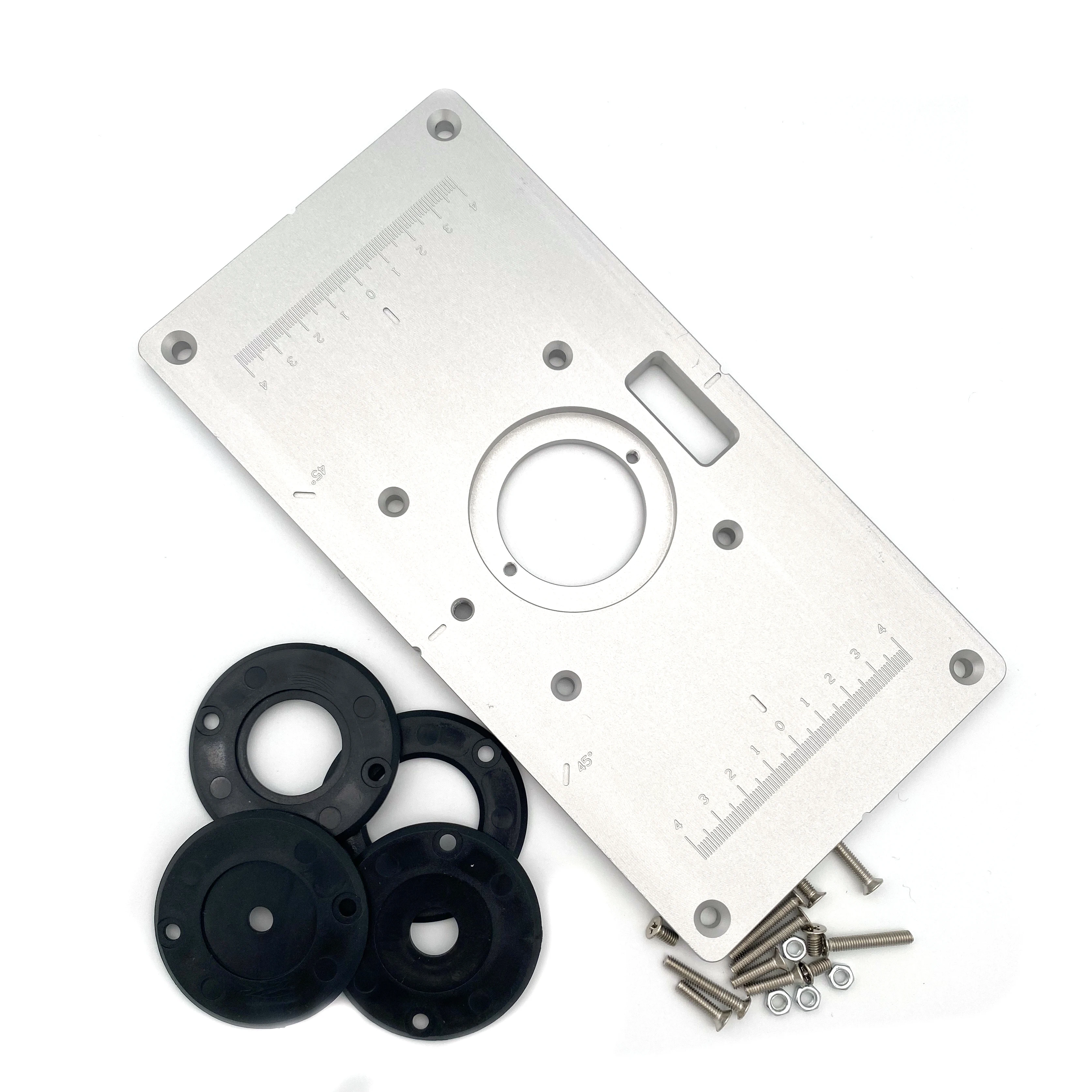 Aluminium Router Tafel Insert Plaat Hout Router Tafel Met 4 Pcs Insert Ringen Voor Houtbewerking Bankjes Hout Trimmer Plaat