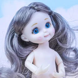 Mini muñeca articulada de cuerpo desnudo, muñeca articulada móvil de 16 cm, hermosa muñeca de juguete DIY con ropa, vestido de muñeca 1/12, bebé 3D, nuevo