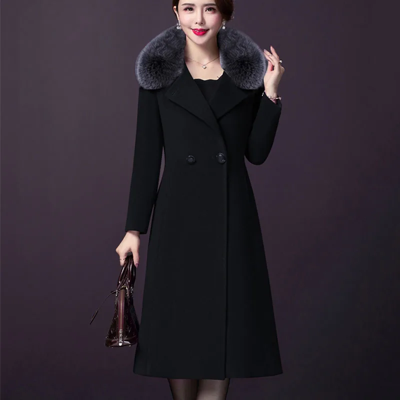 

2024 High-quality Fashion Woolen Coat Women Autumn Winter Medium-length Korean style Casual Women Woolen Coat Outerwear JK286