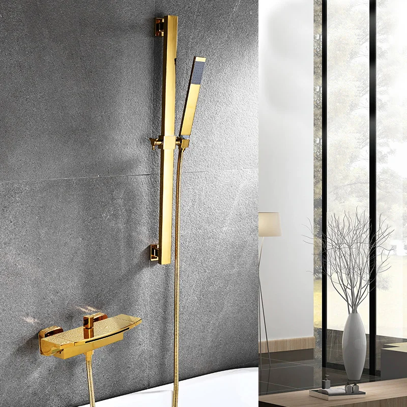 

Waterfall Bathtub Shower Faucet Black/White/Gold/Chrome Brass Bathroom Shower Mixer Faucet Concealed Wall Mounted Mixer Tub Taps