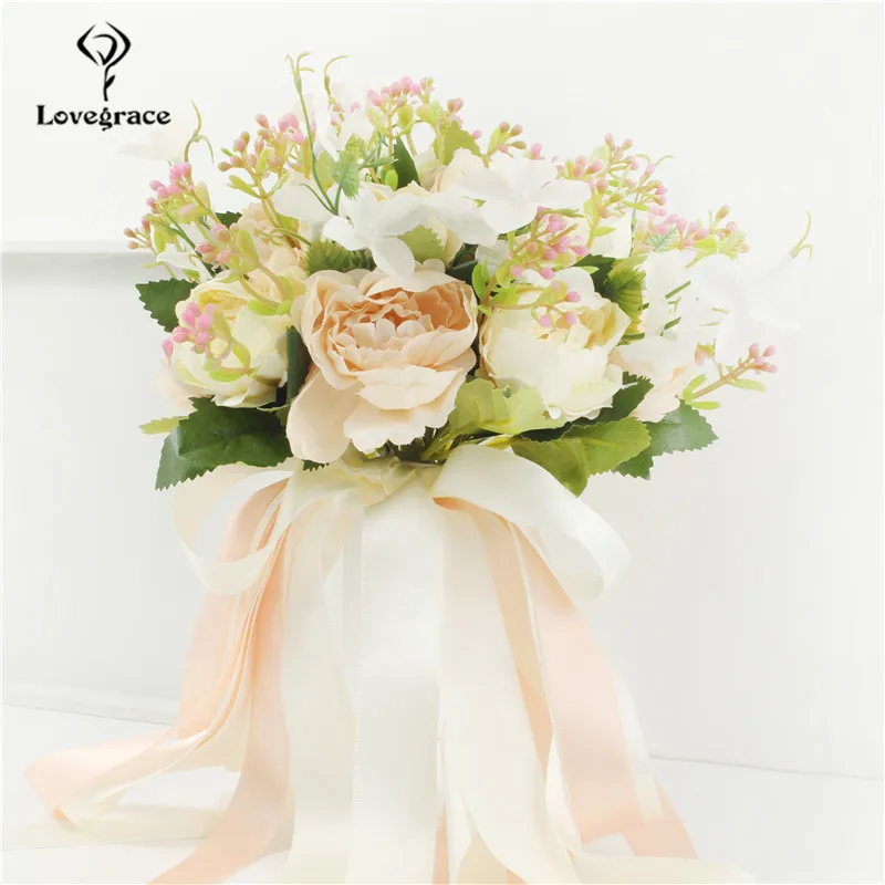 Wedding Bridal Bouquet Peony Flowers Bridesmaid Accessories Bride's Bouquet Silk Roses Artificial Party Home Marriage Decoration