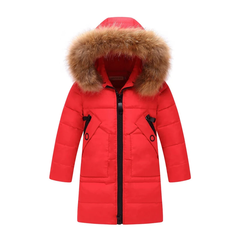 -30 degrees 2020 children\'s Winter Down Jacket for Girls Clothes  Outdoor hooded coat Kids duck down real fur clothing