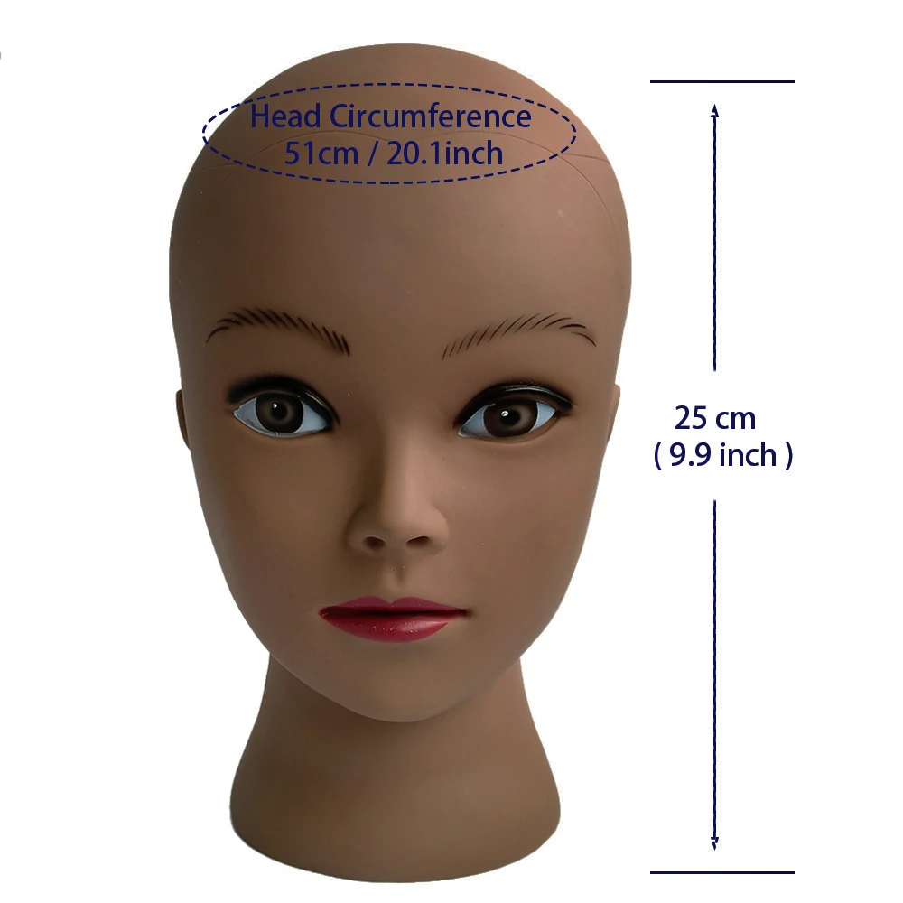 Mannequin Head Dolls Display Cosmetology Manikin Head Dolls Bald African Training Head Without Hair For Making Wig Hat Display