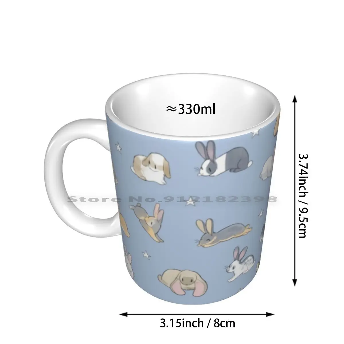 Abundance Of Buns-Blue Ceramic Mugs Coffee Cups Milk Tea Mug Bunny Rabbit Breeds Pet Animals Cute Angora Lionhead Netherland