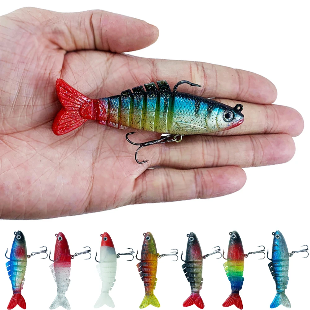 

9cm 17.5g Glow Soft Lure Wobbler Artificial Bait Silicone Sink Sea Bass Pike Rockfish Grouper Carp Fishing Sink Jig Head 3D eyes