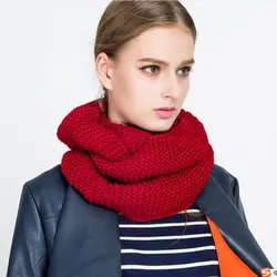 Chunky Circle Knitted Scarf for Women Snood Scarf Ring Acrylic Solid Neckerchief Warm Thick Winter New Fashion 2023