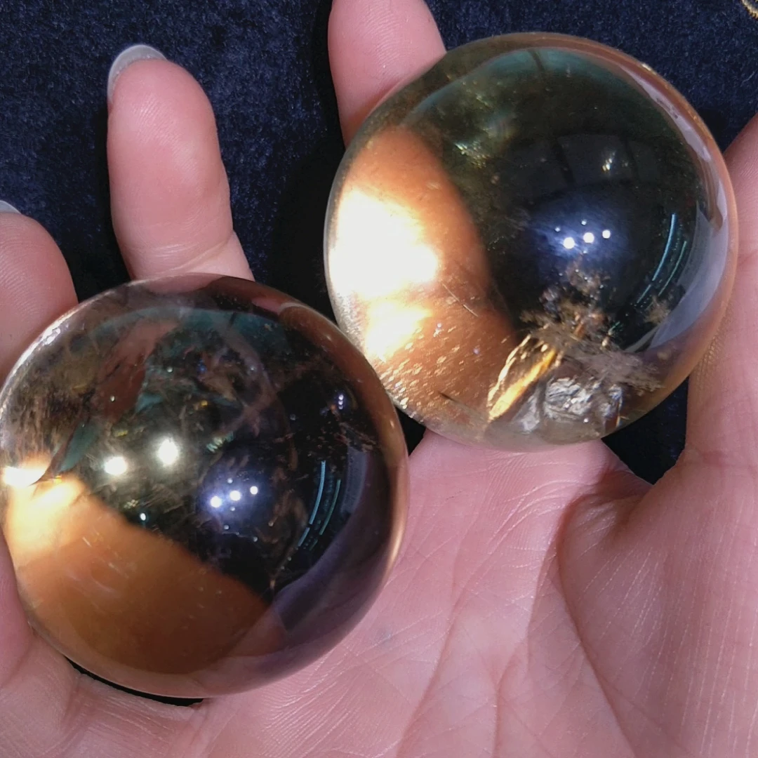 High Grade Natural Citrine Quartz Rainbow Effect Ball Crystal Collectibles Reiki Healing Decorate Jewelry Spheres Feng Shui Gems