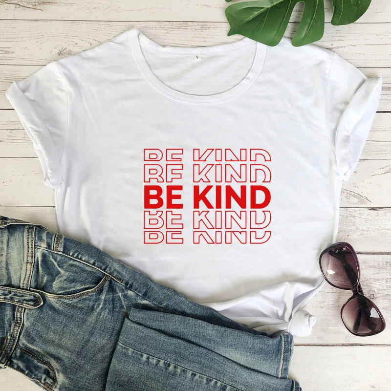 Be Kind Letter Print T-shirt Casual Unisex Short Sleeve Motivational Kindness Tshirt Fashion Women Graphic Christian Tops Tees