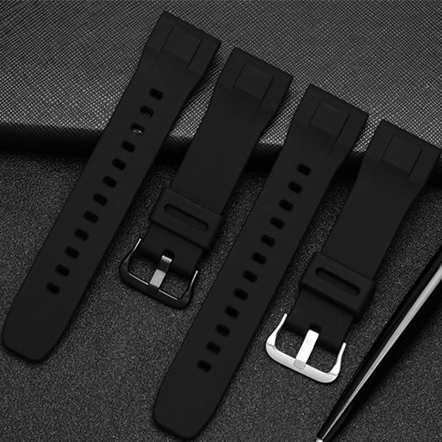 24mm Black Rubber Watch Strap for Casio PRG-600/600Y Wachband PRW-6600 Watch band 24mm Casio Belt Uhrenarmband Waterproof