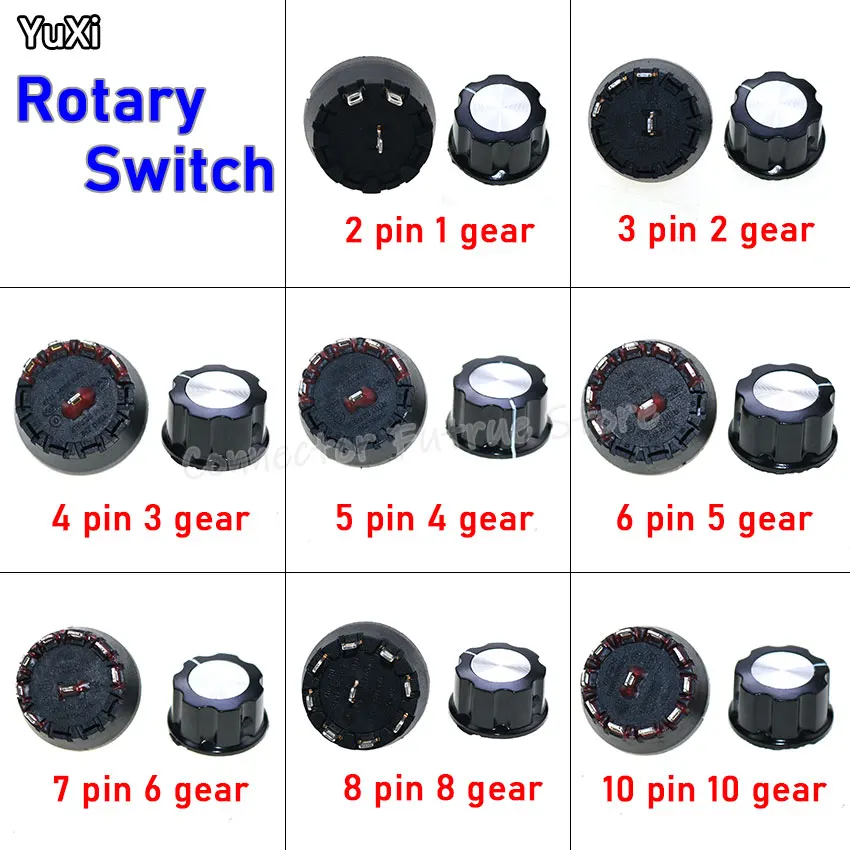 YUXI 1pcs High Temperature Resistant Rotary Gear Switch 2-3-4-5-6-Band Knob Switch of Juicer Mixer