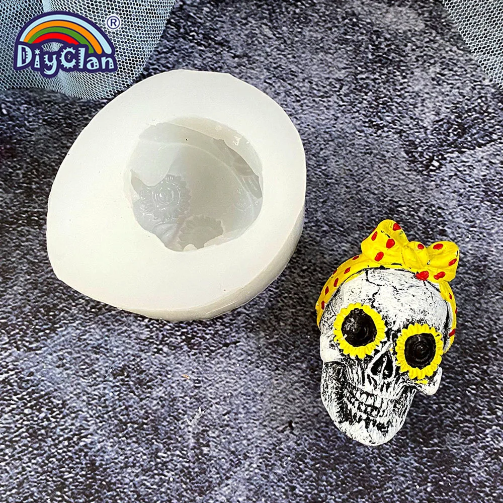 Skull Head Silicone Mold Summer Styles Halloween Fondant Cake Decorating Tools Chocolate Dessert Sugar Mousse Baking Mould