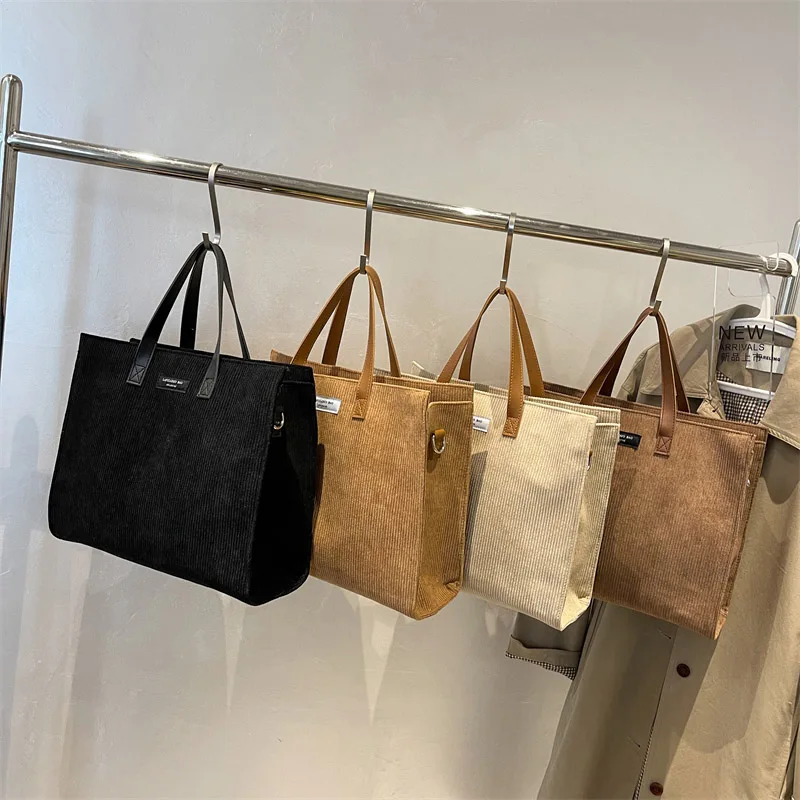 Borsa a tracolla a tracolla in velluto a coste ad alta capacità per donna borsa Shopping Shopper di marca Vintage borse da donna Casual Big Totes