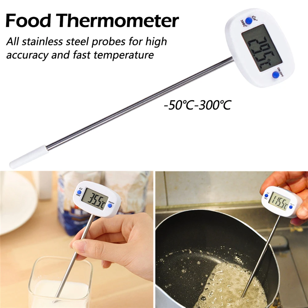 Rotatable Digital Food Thermometer BBQ Meat Thermometer C/F Switch for Oven Milk Water Oil Kitchen Cooking Tool Electronic Probe