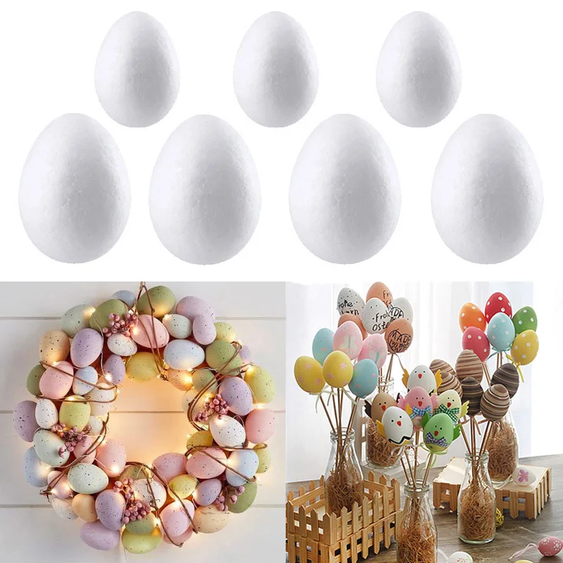 50pcs Easter Eggs DIY Painting Styrofoam Foam Eggs Easter Home Decoration Eggs Wreath Easter Party Favors Supplies Kids Gifts