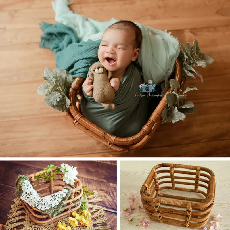 Newborn Photo Props Woven Basket Props for Photography Studio Photography Accessories Vintage Newborn Prop Background Furniture