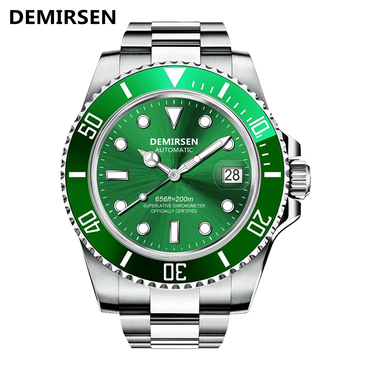 Demirsen Men Mechanical Watch Automatic Date Fashion Luxury Brand Sapphire Diver Waterproof Clock Male Luminous Wristwatches