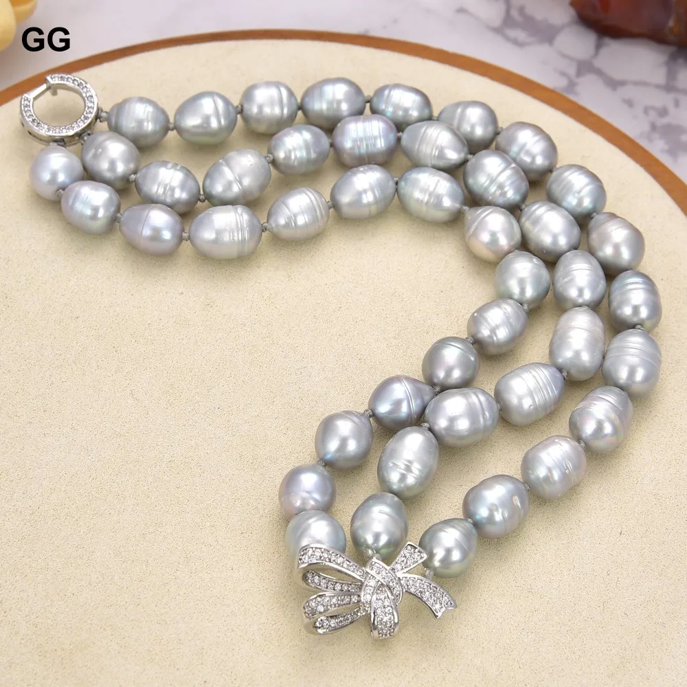 GuaiGuai Jewelry Natural Pearl  8'' 3 Rows Gray Rice Pearl Bracelet Lady Women Fashion Jewelry