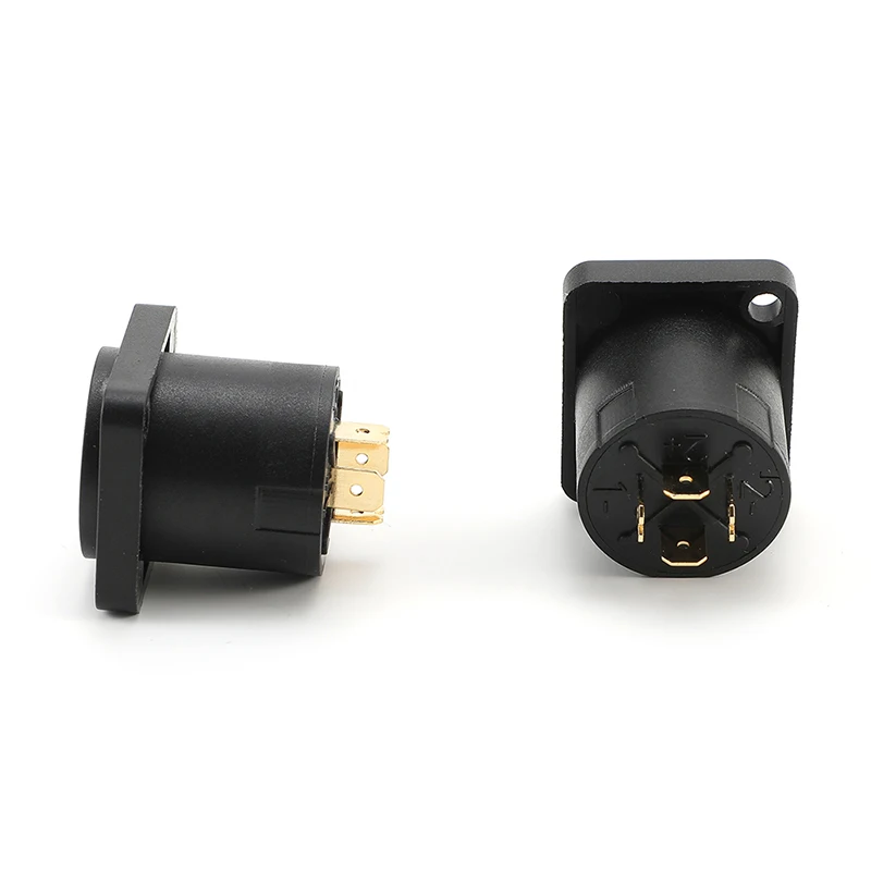 Avssz D-type Vier Poriën Speaker Connector Adapter Metalen Paneel Nikkel Vergulde Puur Koperen Contacten Stuk Audio Speakon socket