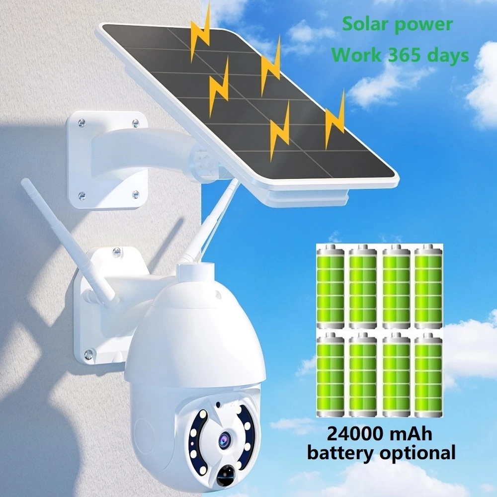 Boom TUSEC-Caméra de surveillance extérieure PTZ IP solaire 4G, dispositif de sécurité sans fil, avec détection de mouvement PIR et vision nocturne,