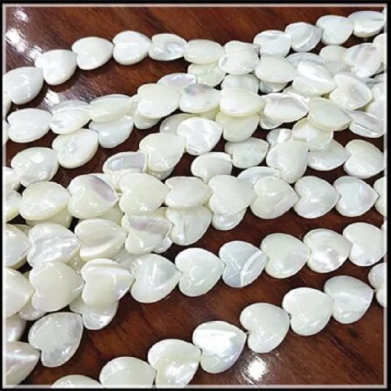 38CM Length Natural Shell Beads White Color Saltwater Mother Of Pearl Heart Shape 6MM 8MM10MM 12MM 15MM 20MM For Lovely Bracelet