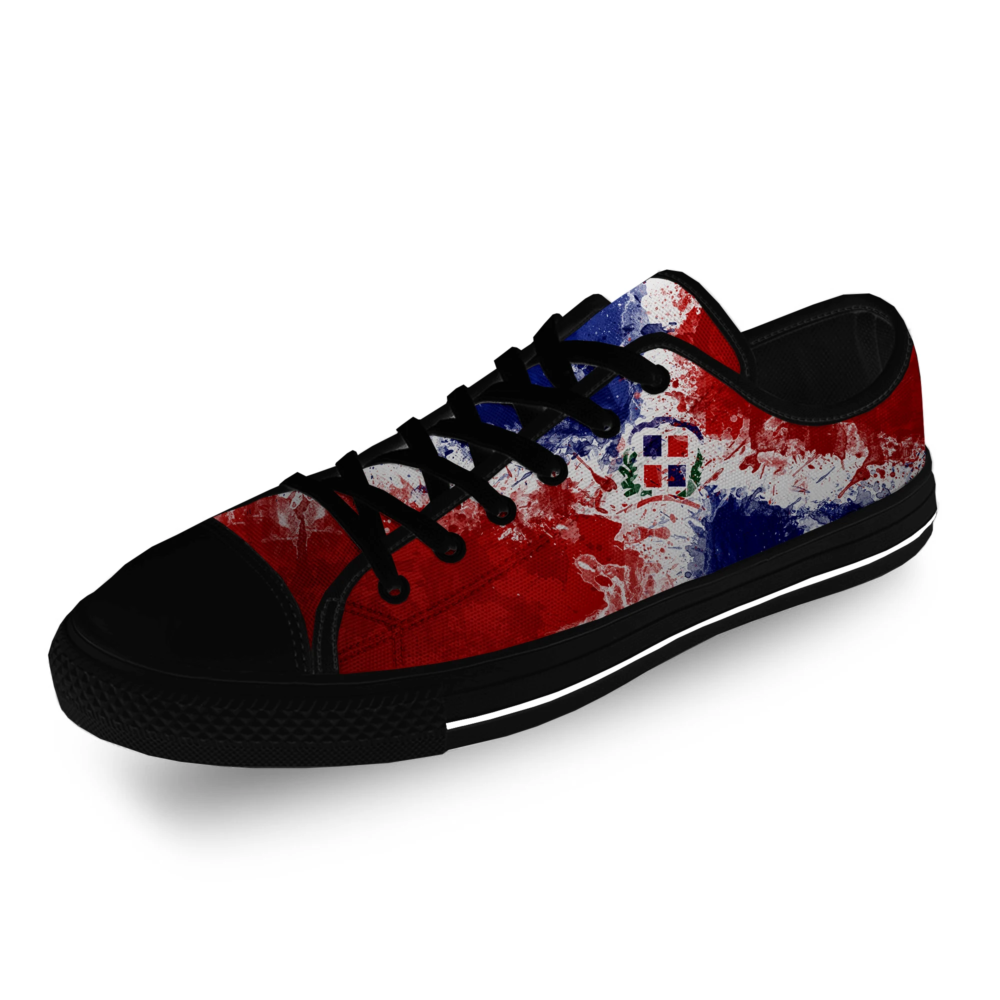 Dominican Republic Pride Flag Patriotic Casual Cloth 3D Print Low Top Canvas Shoes Men Women Lightweight Breathable Sneakers