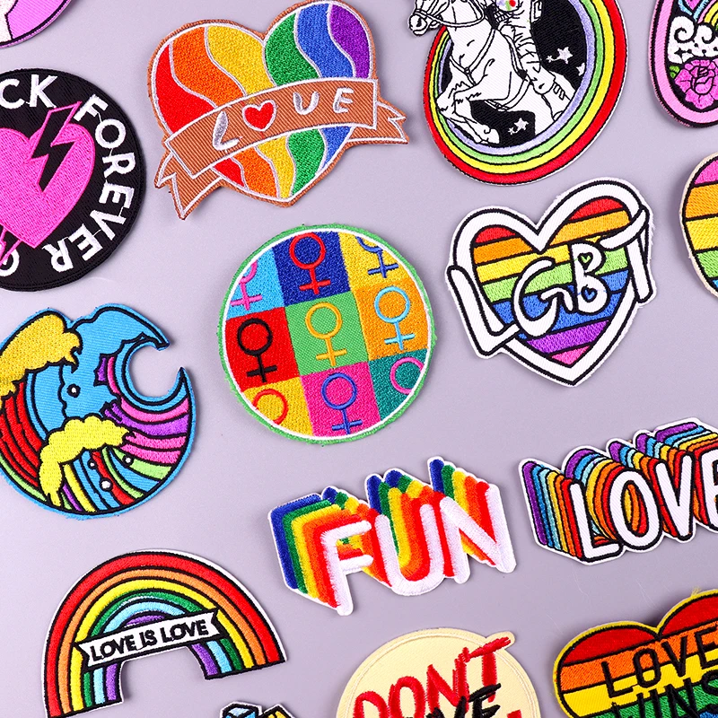 

Rainbow Letter Applique Embroidered Patches For Clothing Stickers LGBT Gay Pride Patch Iron On Patches On Clothes Badges Sewing