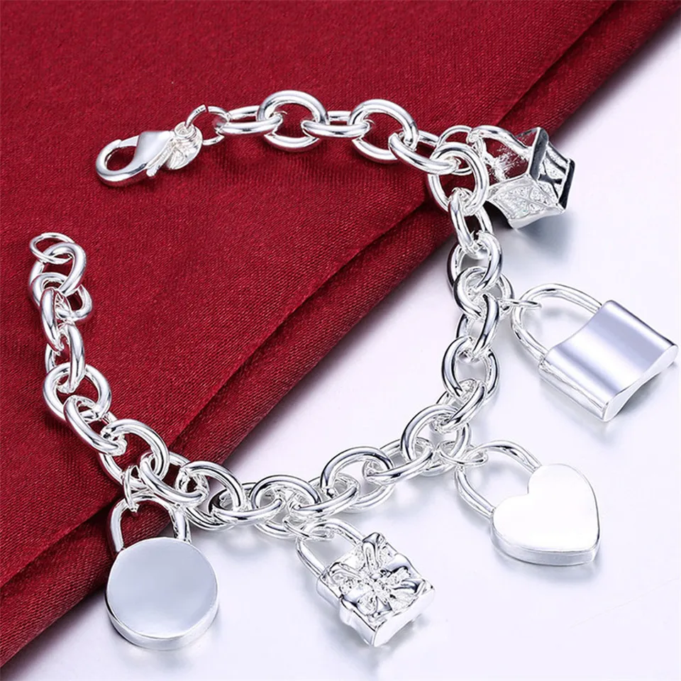 BABYLLNT Fashion Hot Sale 925 Sterling Silver Bracelet Five Lock Pendant Bracelet For Women Wedding Banquet Party Jewelry Gifts