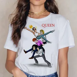 Freddie Mercury Queen Banda T Delle Donne Della Camicia Harajuku Vintage Ullzang T-Shirt di Moda Queen Tshirt 90s Graphic Top Roccia Magliette Femminile