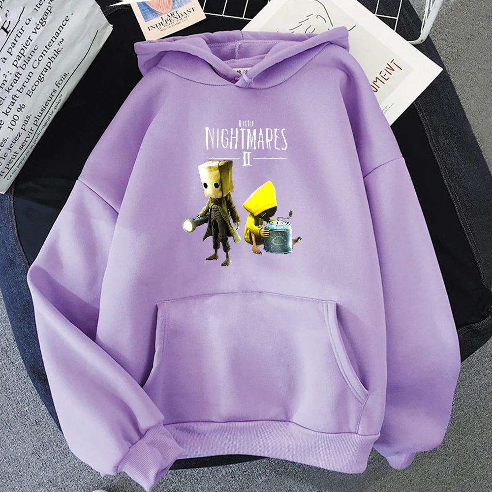 Little Nightmares Hoodie พิมพ์พ็อกเก็ตยาวเสื้อ \ \ \ \ \ \ \ \ \ \ \ \ \ \ \ \ \ ผู้ชายเสื้อ Streetwear สยองขวัญผจญภัยเกมเสื้อผ้าเสื้อ Harajuku