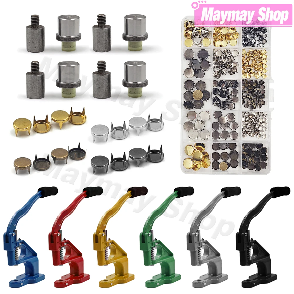 Round Flat Claw Rivet Kits Spike Studs Spots Nailhead Mold Hand Press Machine For Shoes Clothing Bag Caps Parts DIY Leathercraft