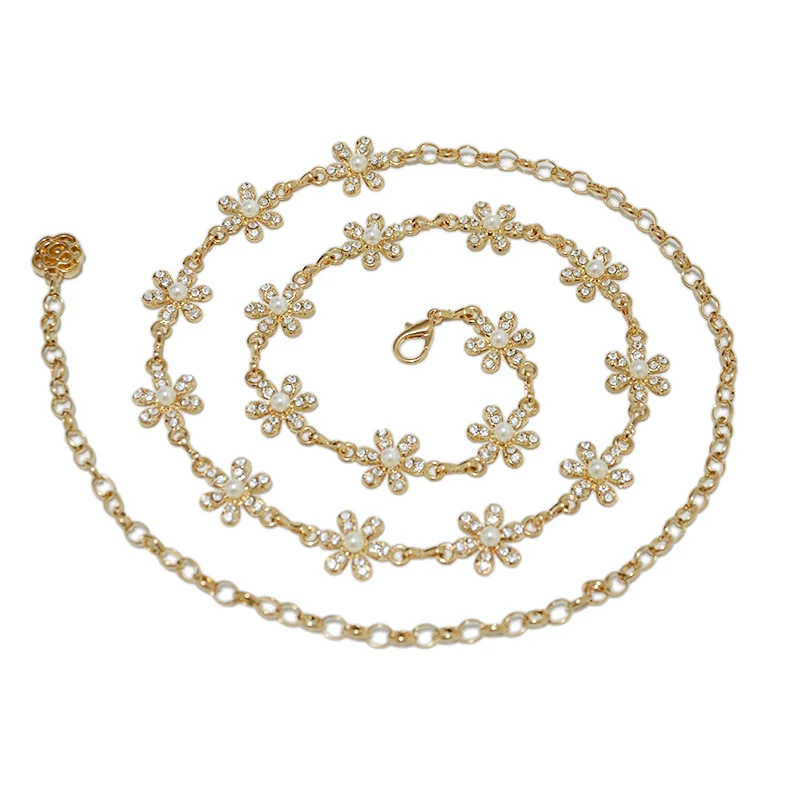 

Luxury 2019 New Sailor Dance Costume Chain Waist Chain Ladies Fashion Casual Rhinestone Crystal Inlaid Metal Waist Chain Bg-1411