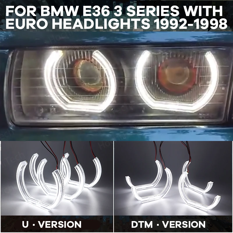 

Halo ring Cut Style LED Angel Eye kit DTM Style DRL Crystal Angel eyes For BMW E36 3 Series with Euro headlights 1992-1998