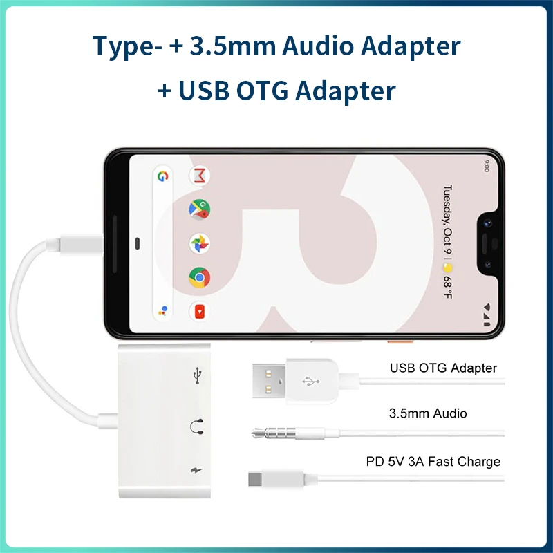 USB Type C to RJ45 Ethernet Lan Adapter/Cable Cord iPad USB C OTG 3.5mm Aux Audio Adapter/Card Reader/Connector Support PD 60W