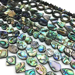 Free delivery Fashion mixed color A round teardrop-shaped square Natural Abalone Sea Shell Beads for female DIY Jewelry Bracelet